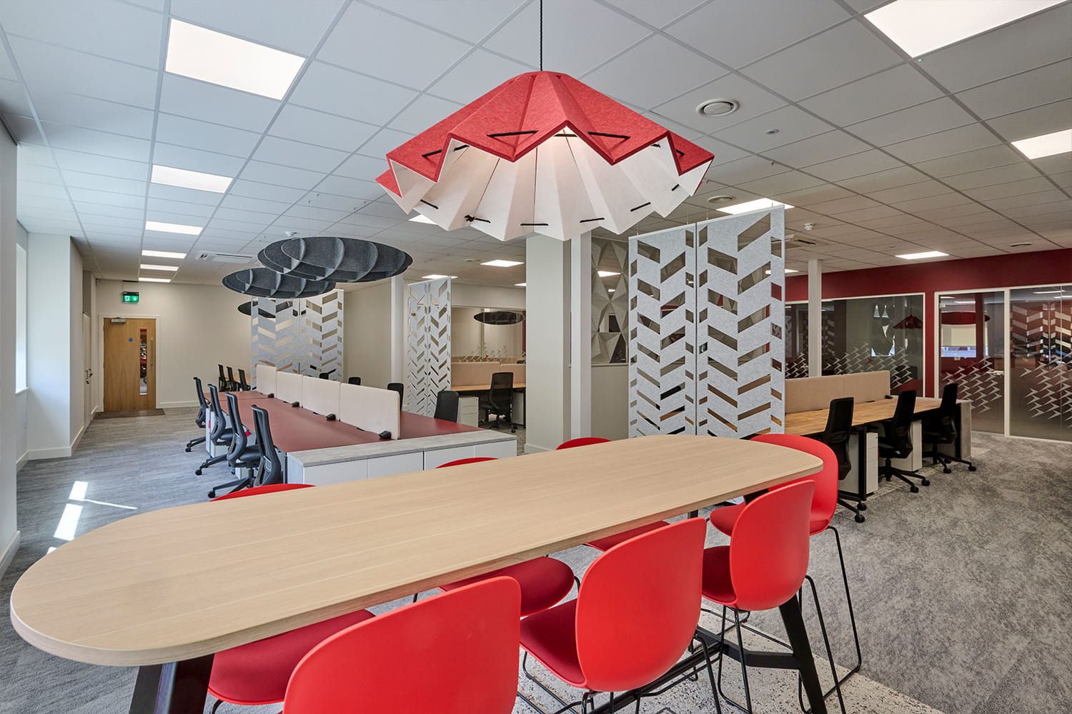 Open plan red office refurbishment in Nottingham