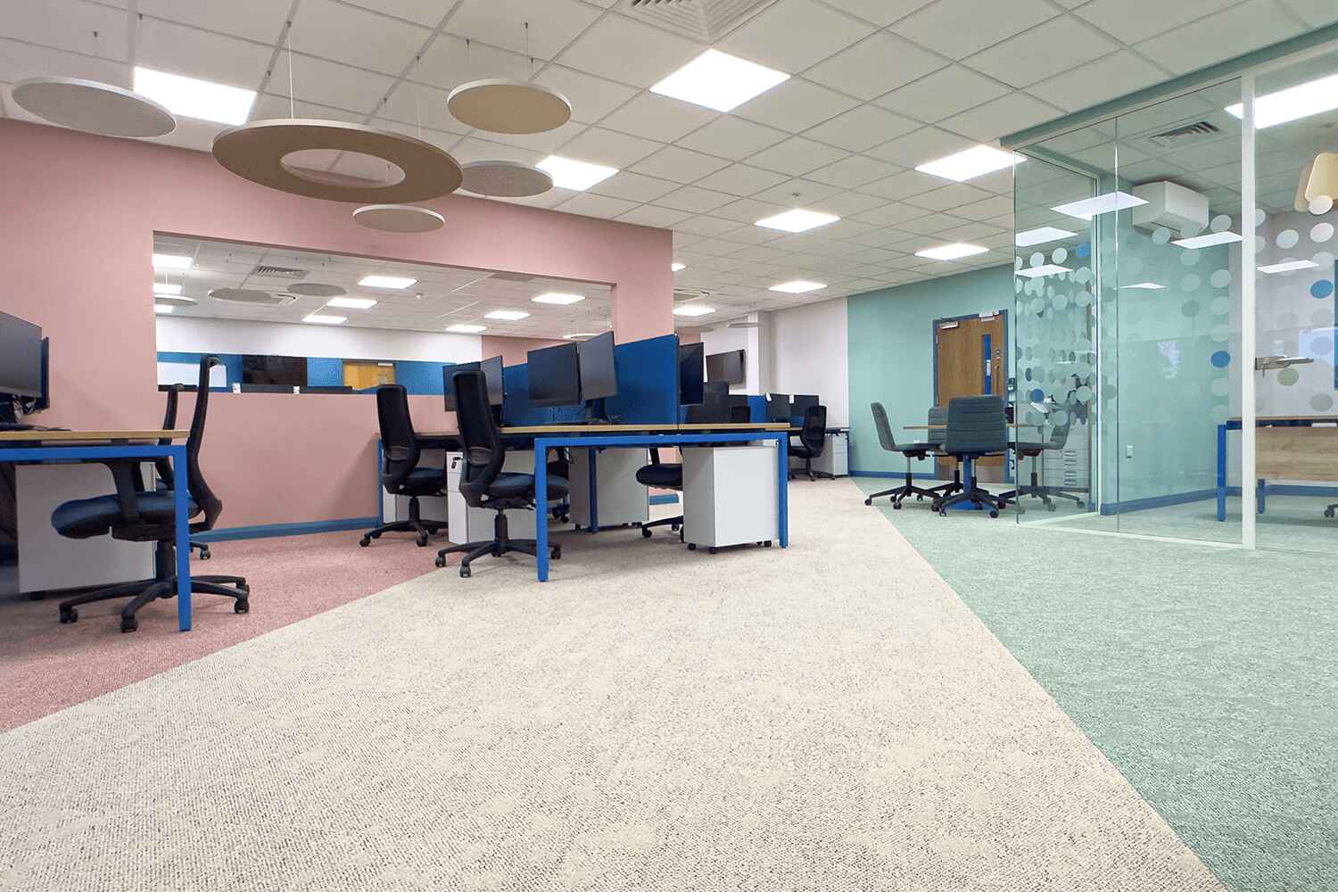 Warehouse acoustic office installation