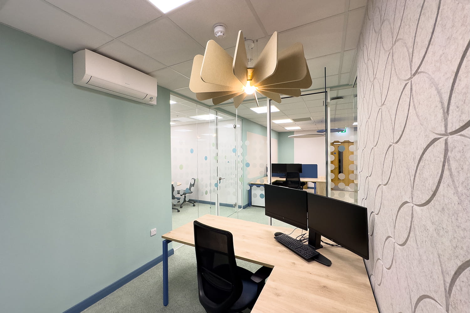 small mezzanine office ac installation