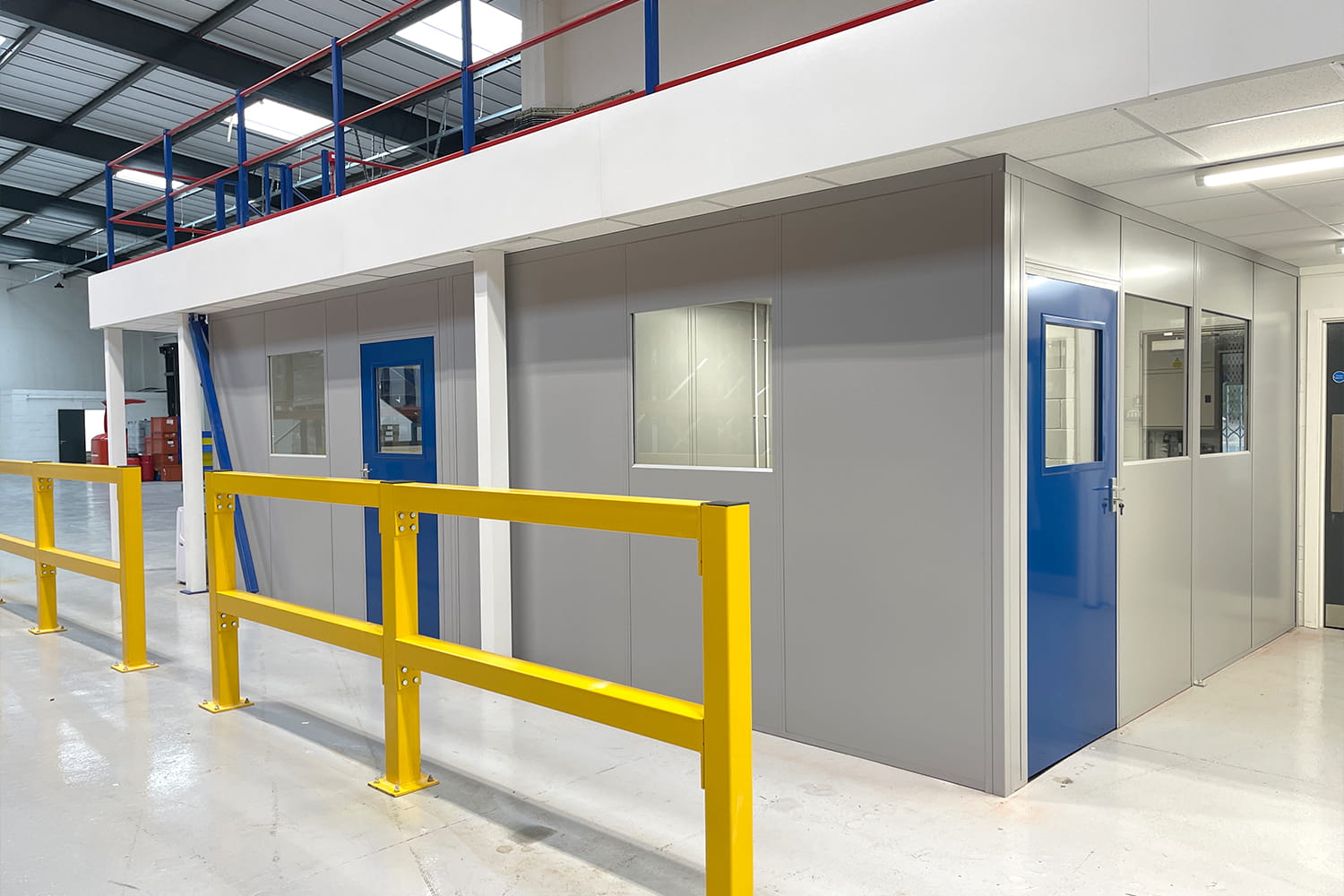 leeds warehouse mezzanine floor with safety barriers